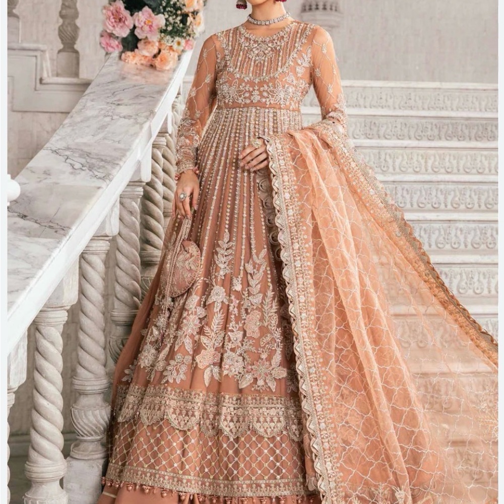 Elegant Embroidered Peach Dress Pakistani dress